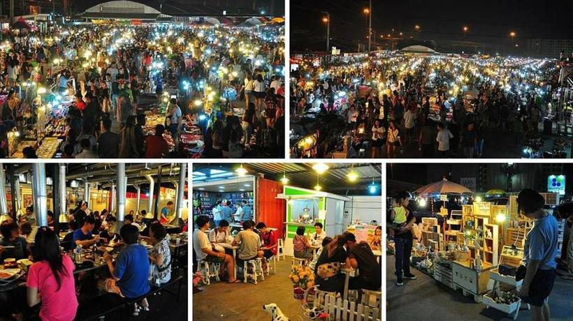 Hệ thống đèn sáng trong khu chợ giúp tạo ra không gian sáng rõ như ban ngày, thuận tiện hơn cho việc mua sắm.
