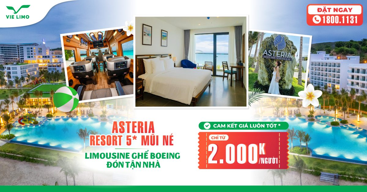 Combo trọn gói 2N1Đ Asteria Resort Mũi Né