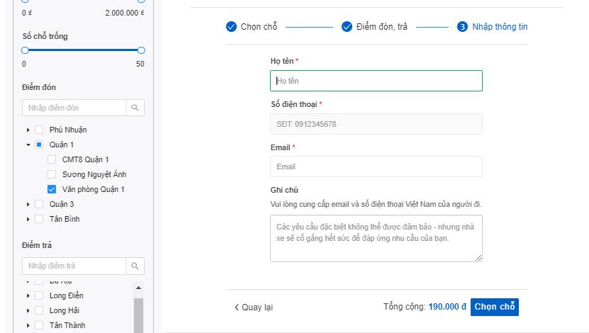 Hướng dẫn đặt vé online