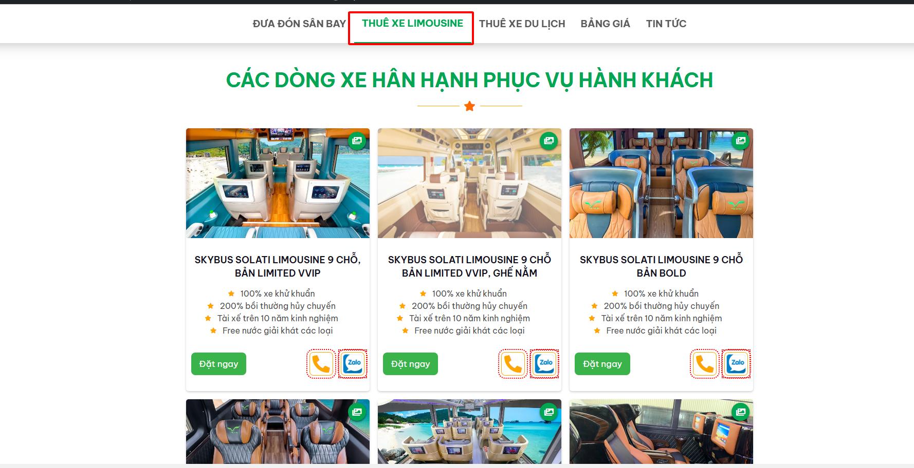 Nhấn chọn Đăng Ký Thuê Xe