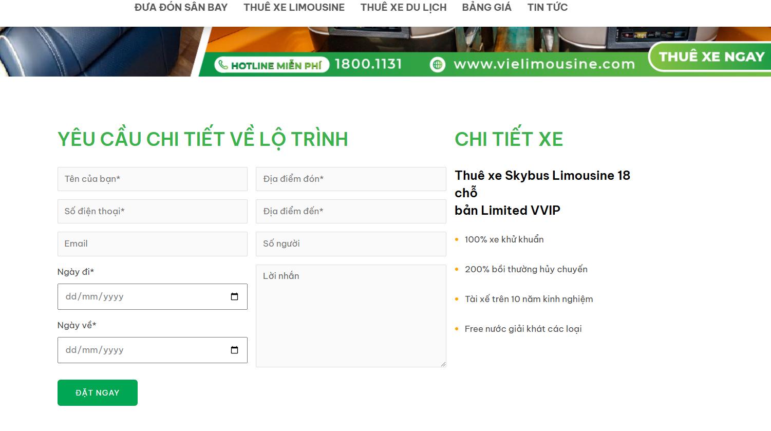 Điền đầy đủ các thông tin được yêu cầu như: họ tên, số điện thoại, số người, điểm khởi hành, điểm đến, số người, ngày đi, ngày về ghi chú.