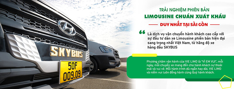 Xe limousine tại Vie Limo là các dòng xe đời mới và cao cấp nhất – chuẩn xuất khẩu trong các dòng xe limousine hiện nay, thể hiện đẳng cấp của người sử dụng.